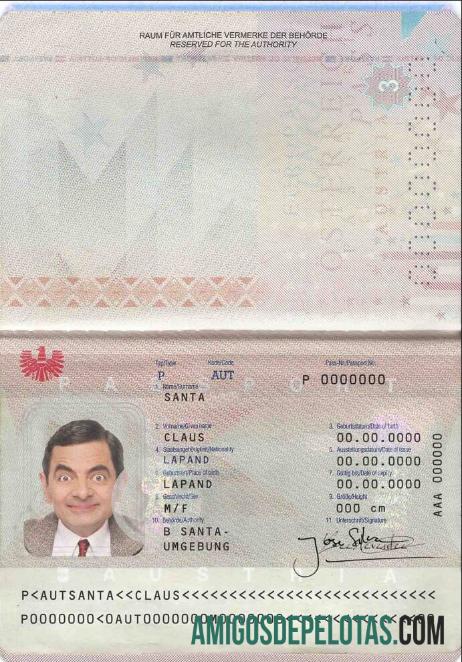 Passaporte Áustria exemplo real